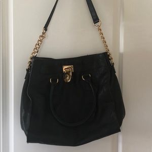 Michael Kors Hamilton Black Leather Tote Bag